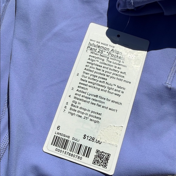 Lululemon Align High-Rise Pant with Pockets 25" dusty lilac purple SIZE 6 NWT - Picture 2 of 6